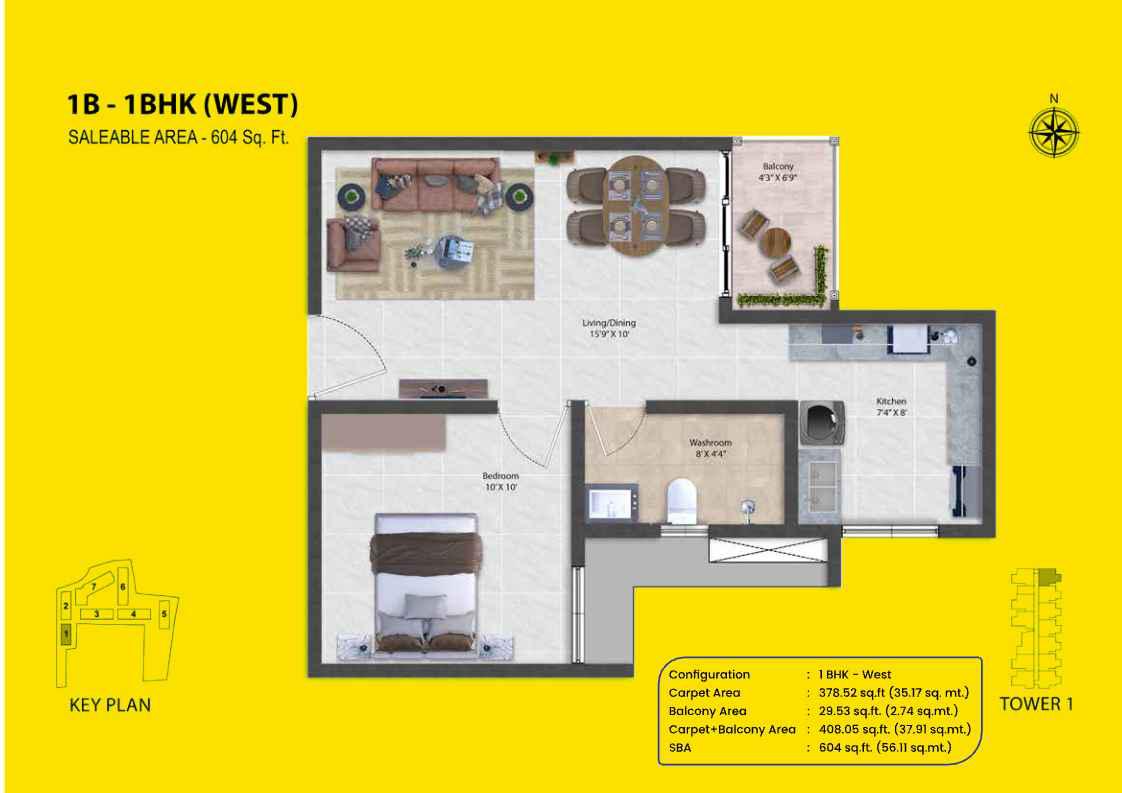 1 BHK Floor Plan 1